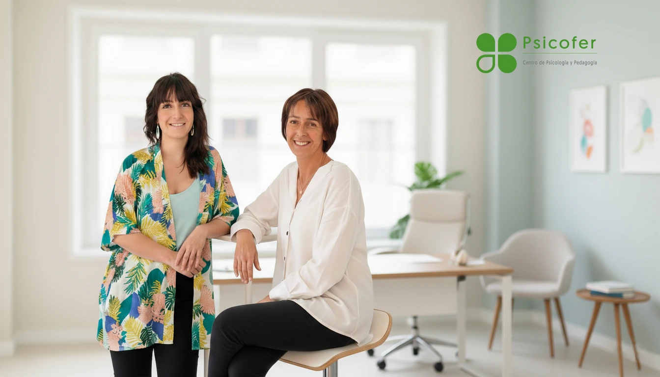 Equipo de psicólogas de Psicofer en Bilbao - Itziar y Nuria, profesionales del centro de Psicología, Logopedia y Pedagogía
